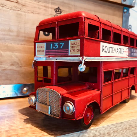 LONDON BUS / TIN INTERIOR CAR / ブリキ素材の車 オブジェカー
