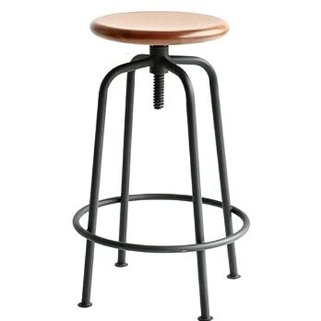 ラバーウッド材 + アイアンスチールの男前なスツール / カウンターチェア / スピンチェア / サイズ : W41.5ｘD41.5ｘH 60〜67cm 回転式チェア