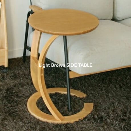 ROUND SIDE TABLE /ノートPCが乗せれる木製でおしゃれなサイドテーブル  / ソファサイド テーブル / 円形 ラウンドテーブル