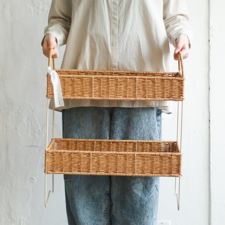 NATURAL STYLING LARGE RACK 2 / かご編みのナチュラルな雰囲気の2段ラック / NAIL