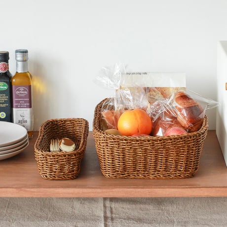 NATURAL BASKET RECT / シーンを問わず使えるナチュラルなバスケット収納 / NATURAL , BROWN
