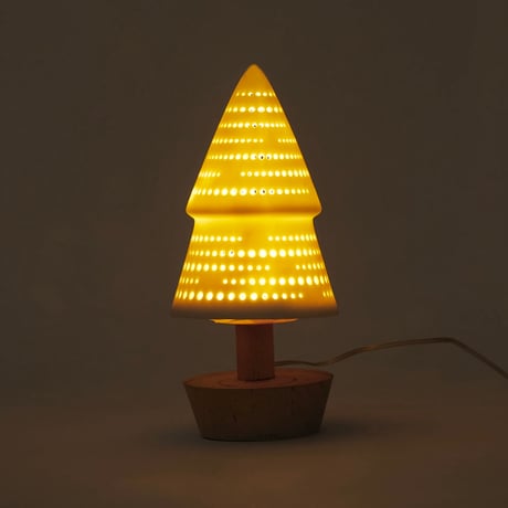 POTTERY TREE / 真っ白な陶器と木のLEDライト / テーブルランプ / ドットライン / 電池式の可愛いランプ