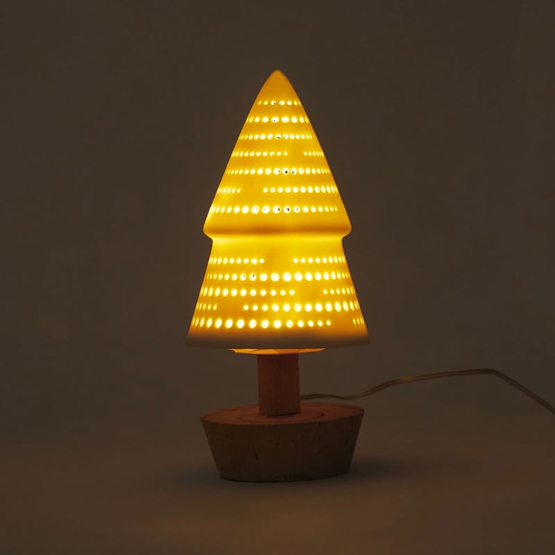 POTTERY TREE / 真っ白な陶器と木のLEDライト / テーブルランプ POTTERY TREE / 真っ白な陶器と木のLEDライト / テーブルランプ