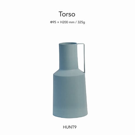 マットなアイアンの質感が映えるフラワーベース  / ライトブルー / Valente / Torso / Φ95 × H200 mm / 325g