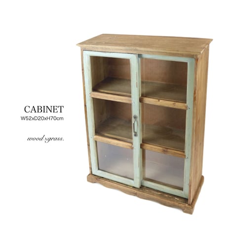 WOOD×GRASS SIMPLE CABINET /  シンプルキャビネット  /  ガラスキャビネット / キッチン収納 / リビング収納 / 食器棚 / サイズ W52xD20xH70cm