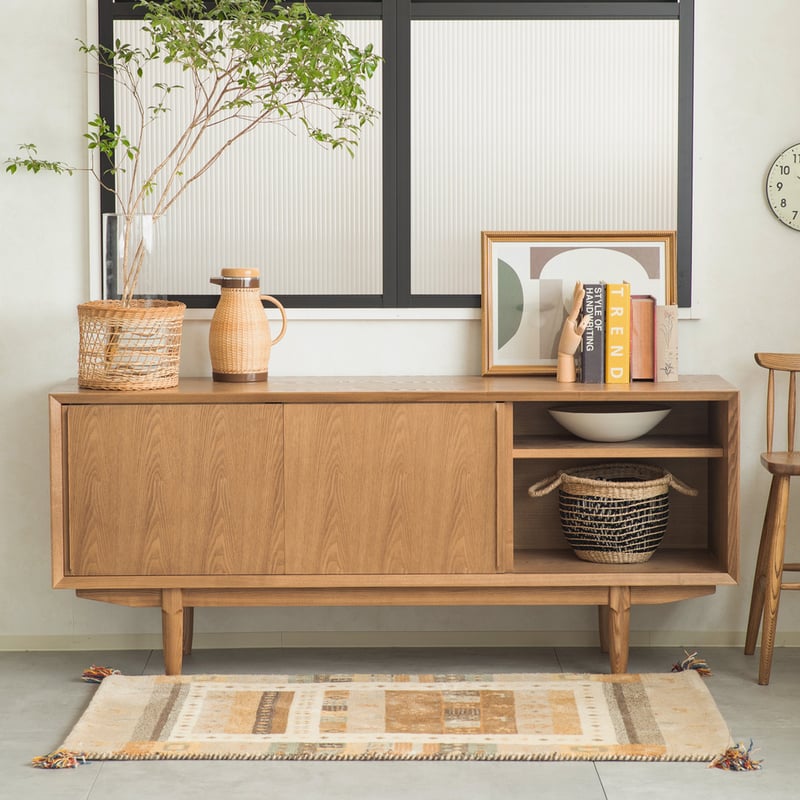 SIDE BOARD 160 / タモ無垢材の流れるような美しい木目の洗練された