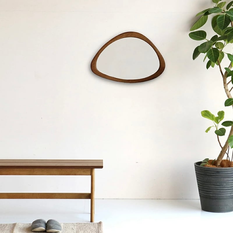 VINTAGE NATURAL WALL MIRROR / 曲線が美しい 天然木 オーク材の