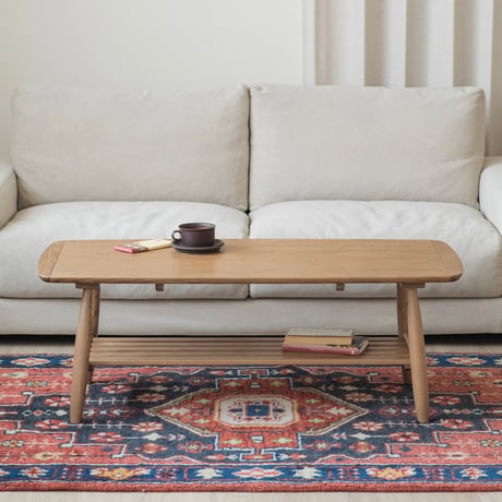 LIVING TABLE / 北欧デザイン / タモ無垢材の美しく涼やかで清潔感を漂わせる木目のリビングテーブル /
