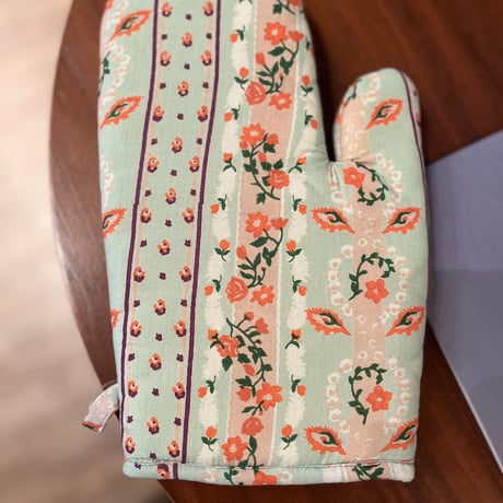 フランスの伝統柄のお花柄モチーフのレトロでカラフルなスフレミトン / ミントグリーン / キッチン