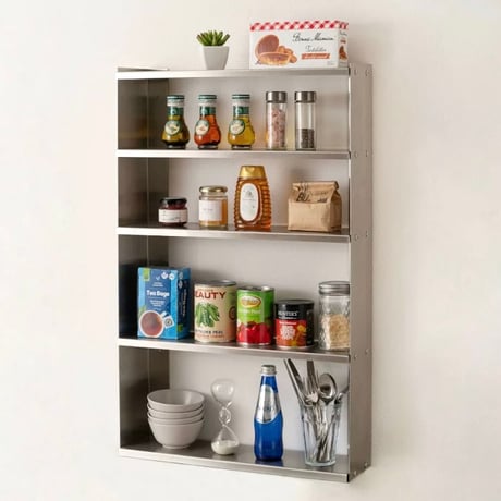 STAINLESS SHELF / スタイリッシュで無機質な自立も可能なウォールシェルフ