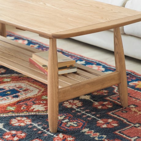 LIVING TABLE / 北欧デザイン / タモ無垢材の美しく涼やかで清潔感を漂わせる木目のリビングテーブル /