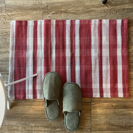 COTTON LOOM MAT / RED / 50×75 / COTTON HANDLOOM MAT RD / ラグマット / 玄関マット / インテリアラグ / size 50×75cm