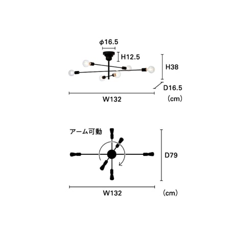 Astre ceiling light / マットブラックとゴールドパーツが映えるフォトジェニックな天井照明 / INTERFORM