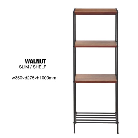 ブルックリンスタイル ラフでスリムな4段ラック  - WALNUT BROWN -  W350×D275×H1000mm / 4段シェルフ / ラック/ デスクサイドシェルフ / anthem