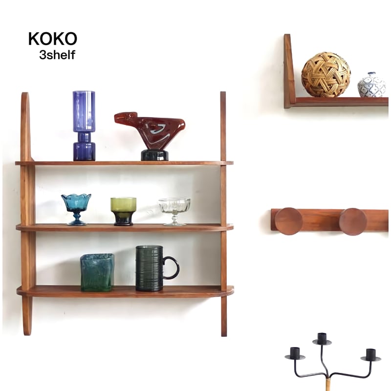 Mahogany wall SHELF / マホガニー材を使った3段のシェルフ