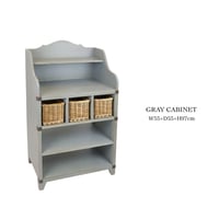 CABINET + RATTAN BASKET / シックな佇まいのマルチキャビネット / GRAY / 収納ラック / キッチン収納 / キッチンキャビネット
