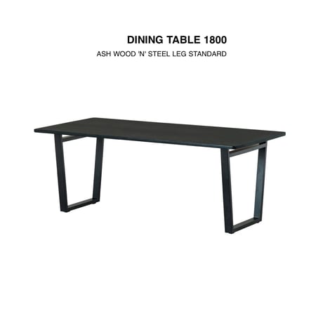 ASH + STEEL LEG DINING TABLE 1600 / BROWN , BLACK / アッシュ無垢材のベーシックなダイニングテーブル