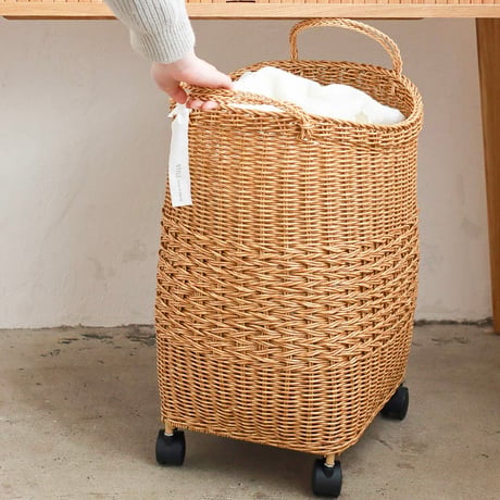 CASTER BASKET / M , Lサイズ / かご編みのナチュラルなスタイリングの洗濯かご