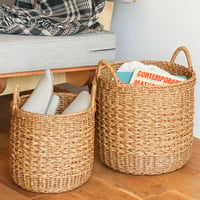ROUND BASKET / 2 SIZE SET / 暮らしに寄り添いシーンを選ばず使えるころんとしたナチュラルバスケット収納