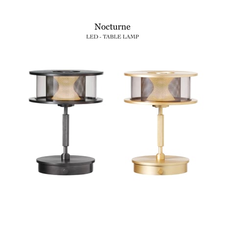 Nocturne LED-table lamp / アクリル - メッシュ - ガラスの3重奏が織り成す光の陰影は繊細で美しく優しく静かに佇むような柔らかな明かりを灯す / テーブルランプ