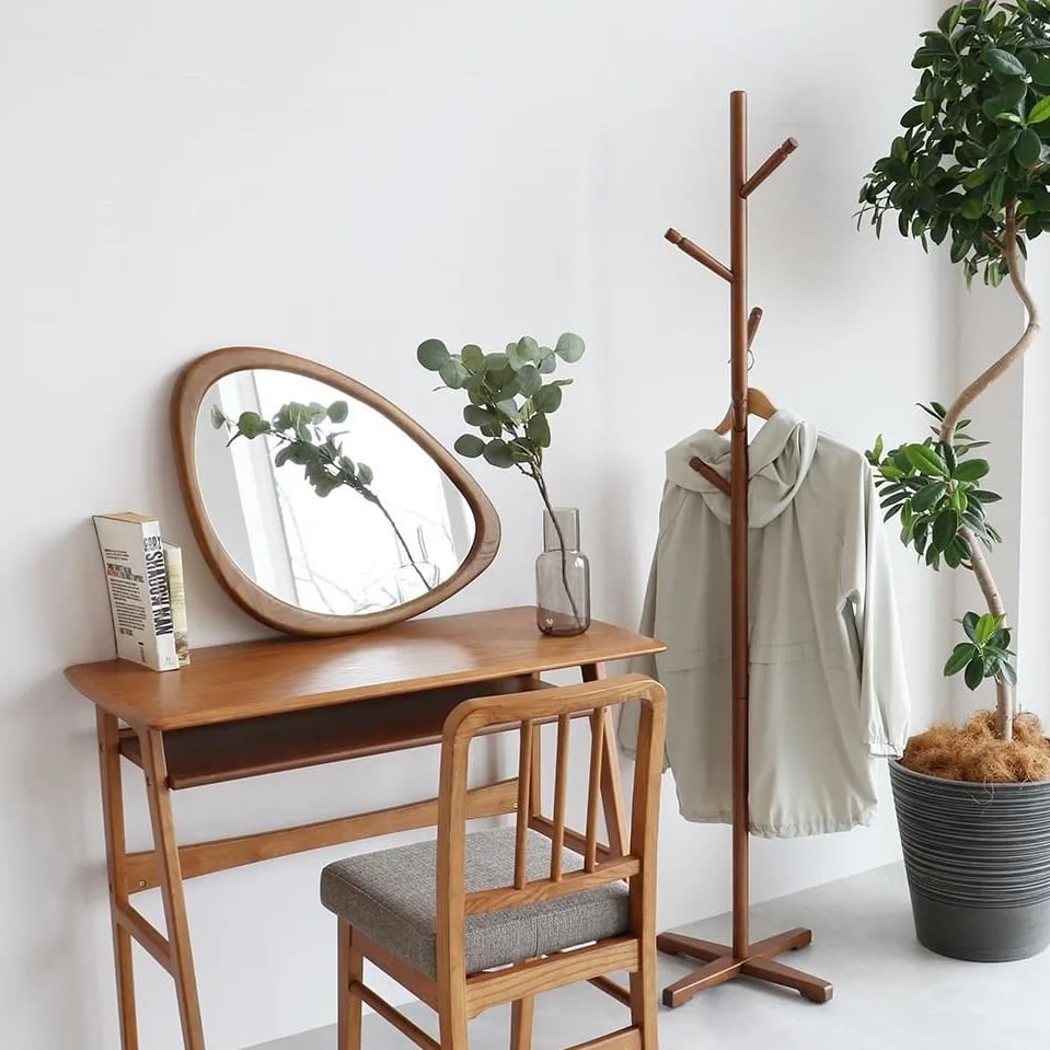 VINTAGE NATURAL WALL MIRROR / 曲線が美しい 天然木 オーク材の