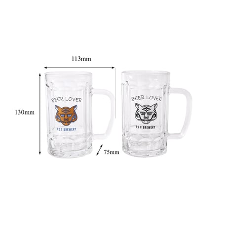 BEER LOVER MUG -PACK2- / ポップなタイガーのイラストが目を惹くユニークなビールジョッキ2個セット