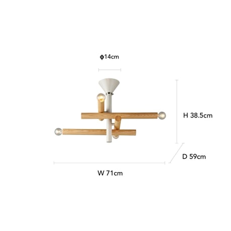 Lmmeuble ceiling light / 木組み建築を想起させる存在感の高いシーリングライト / NATURAL , BROWN