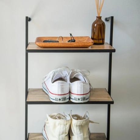IRON + WOOD WALL shelf / アイアンのフレームで構成されたスタイリッシュな壁掛けシェルフ / 3段 , 5段 / ナチュラルモダン