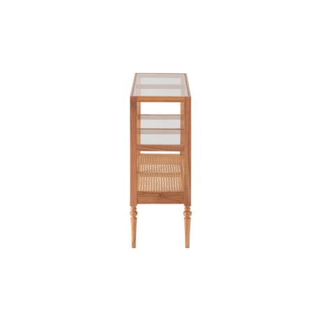 Natural × Classical SHELF / ナチュラルクラシカルな収納棚 / SIDE TABLE / 収納棚 / ガラス天板 / サイズ : W80×D30×H75cm