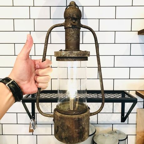 VINTAGE LAMP IRON WOOD / ヴィンテージ ランプ  LED電球ランプ/ 単3電池2本使用（別売）