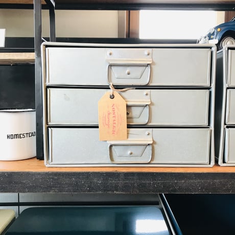3TH BOX / ブリキ製品 3段 A4 収納 チェスト / SIZE W24× D33×H17cm