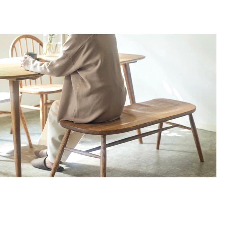 アッシュ無垢材 ダイニングベンチチェア / 背なしベンチ / 120cm幅