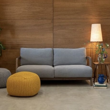 オーク無垢材のフレームと帆布生地の2.5人掛けソファ /  無垢材 / 2人掛け 3人掛けソファ / 2,5P SOFA