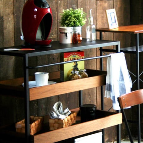 walnut × steel WAGON SHELF / 収納ワゴン / ラック  / キッチン リビング収納 / サイズ : W850×D420×H900mm / WAGON