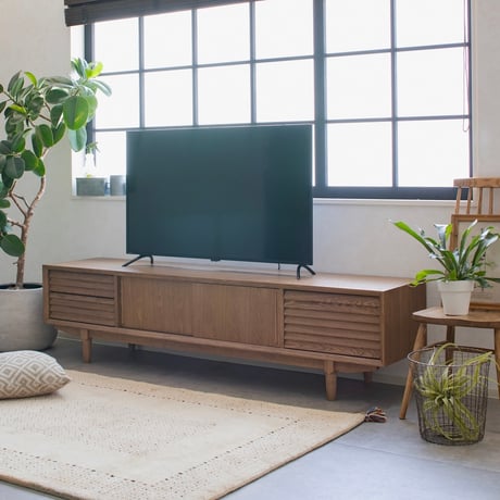TV BOARD 200 / 重厚感のあるタモ無垢材・突板のテレビボード / TV台 / リビングボード/AVボード/ テレビラック / TVラック / お掃除ロボット