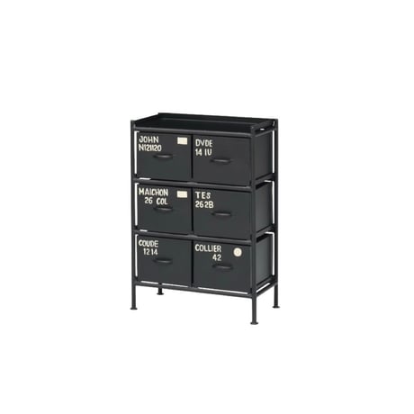 ドロワーチェスト / IRON CHEST  / BEIGE , GRAY , BLACK / 6杯 インダストリアル  スチールチェスト リビング収納