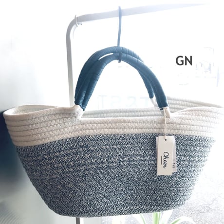 Cheerバイカラートートバッグ / ハンドバッグ / ロープバッグ ▷ GRAY   ▷ GREEN  ▷NATURAL