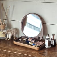 Round mirror 'n' tray / ウッドトレイが付いた卓上ミラー / ラウンド / スタンドミラー