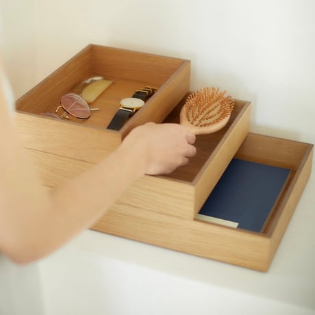 OAK WOOD BOX TRAY /  S , M , L / ナチュラルで美しい木目の収納トレイ / Horn Please MADE