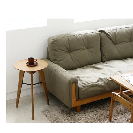 WOOD SIDE TABLE / ラウンド サイドテーブル / ベッドサイドテーブル ナイトテーブル / サイズ : W405 x D415 x H590 mm