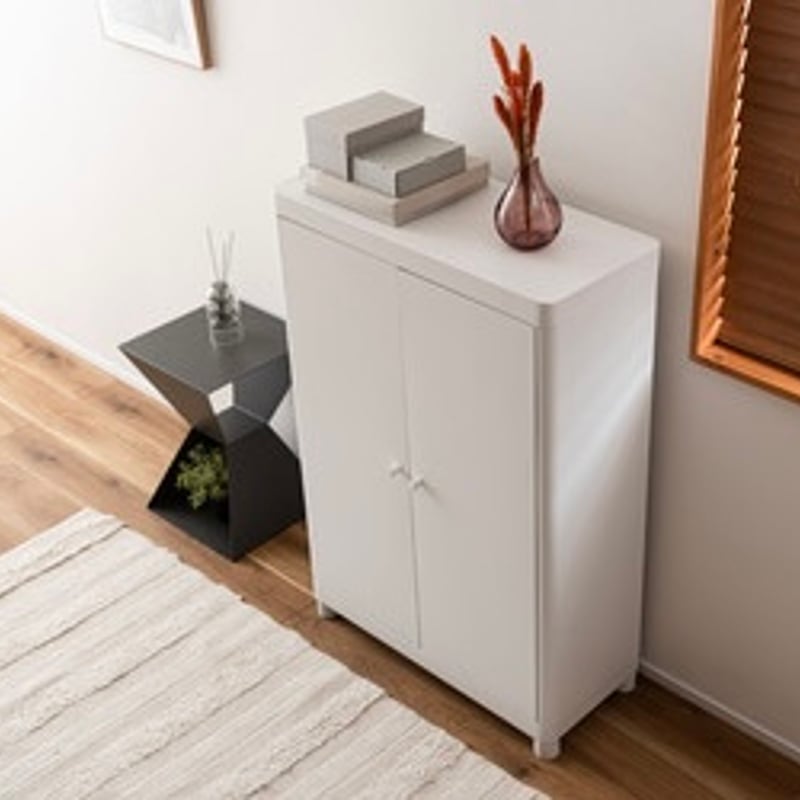 MAT STEEL CABINET / white , pink / マットで無機質な素材なが