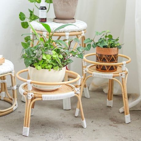 NATURAL RATTAN PLANTER STAND / ナチュラルなスタイリングの丸形プランタースタンド / Sサイズ , Lサイズ