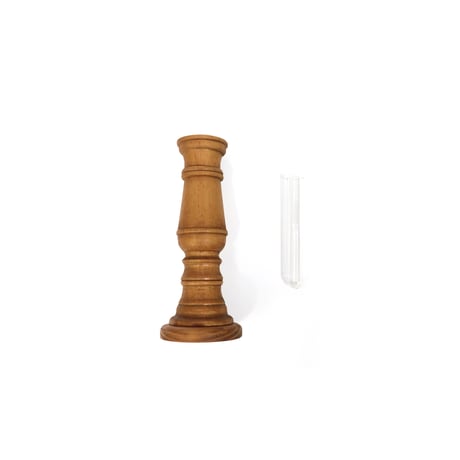PINE WOOD FLOWER VASE 01 / アンティークのような雰囲気のある木製の一輪挿し