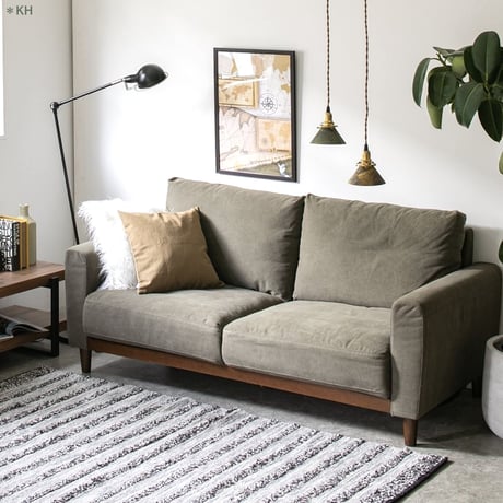 FABRIC SOFA /  ソファ / GRAY / NAVY /  KHAKI  / タモ材 / 帆布生地  / 2人掛けソファ / W1790×D860×H820mm SH420mm