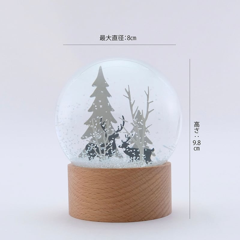 風景 スノードーム 木製ベース 約10cm 風景 スノードーム 木製ベース