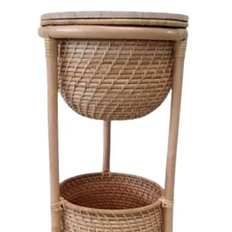 RATTAN BASKET 02 / ラタンのバスケット収納 / ラック / リビング収納 / サイドテーブル / 北欧ヴィンテージ / ナチュラルインテリア