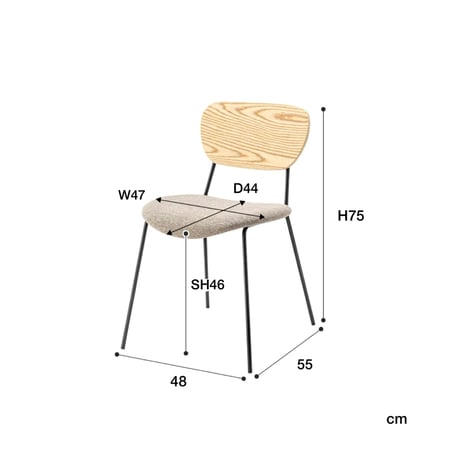 WOOD + FABRIC CHAIR / シンプルでナチュラルな佇まいのカフェチェア / BEIGE , GRAY