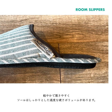 ROOM SLIPPERS COMBI / ルームスリッパ / ルームシューズ / リネン素材 袋付き / 目安サイズ WOMEN 〜25cm, MEN〜27.5cm