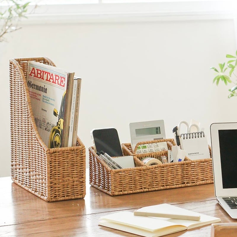 HANDLE BOX / かご編みのナチュラルなデザインの小物収納ボックス