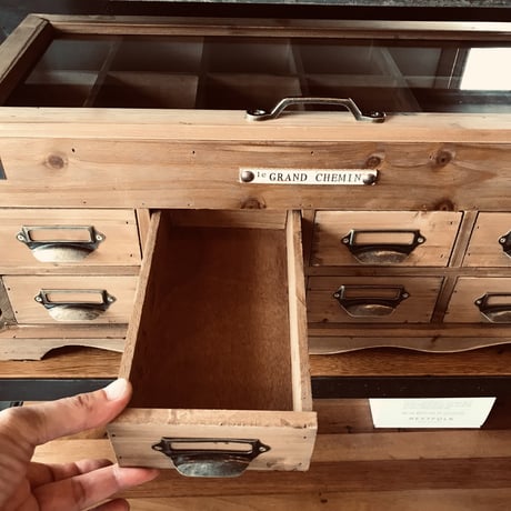 WOOD  COLLECTION BOX  サイズ W550×D250×H240mm  アイアン ガラスショーケース マルチキャビネット アンティーク ブロカント